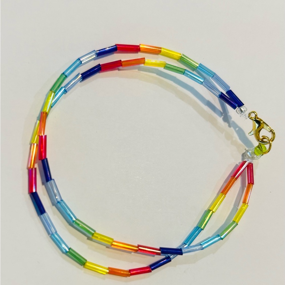 Handmade Rainbow Glass Tube Bracelet - Picture 7 of 7